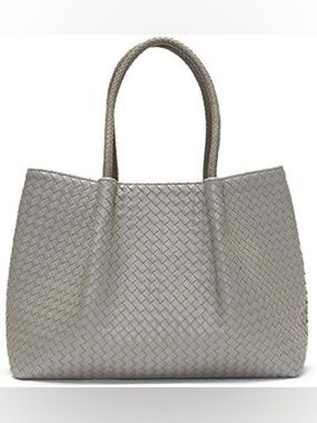 LULU DHARMA Woven Tote Bag in Light Gray - Women's Everyday Carryall